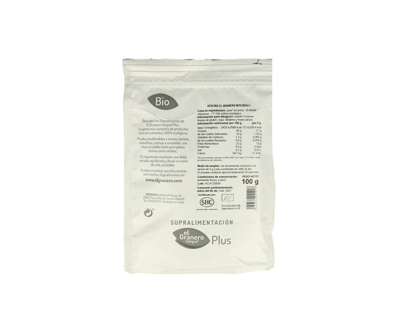 Açaí Superalimentos Bio 100 g El Granero Integral