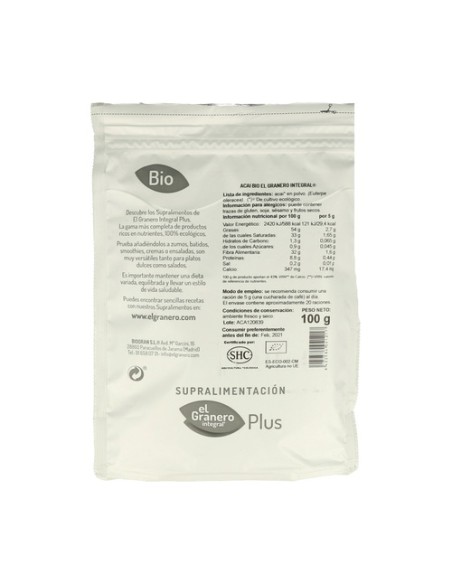 Açaí Superalimentos Bio 100 g El Granero Integral