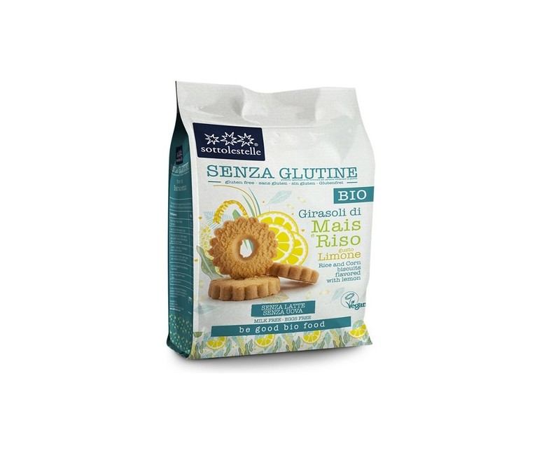 Galleta de maíz y arroz al limón sin gluten Bio 250 g Sottolestelle