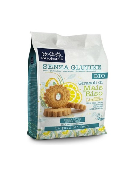 Galleta de maíz y arroz al limón sin gluten Bio 250 g Sottolestelle