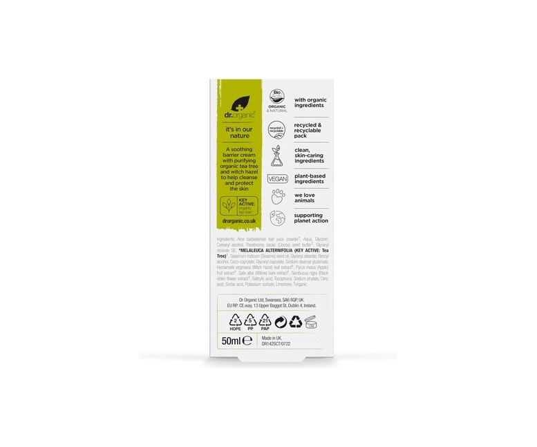 Crema antiséptica Arbol de Té - piel grasa 50 ml de crema Dr. Organic