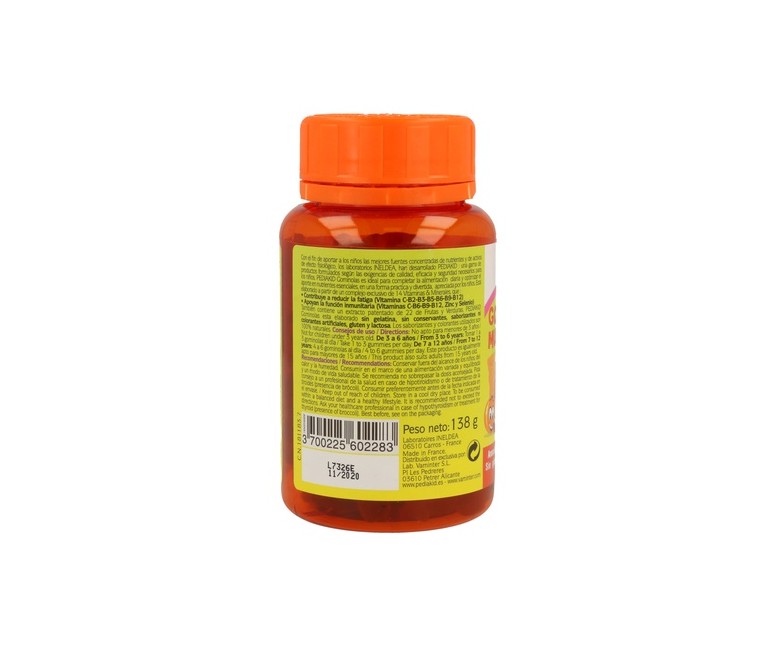 Gominolas Multivitaminadas 14 Vit + 22 Frutas y Verduras 60 gominolas Pediakid
