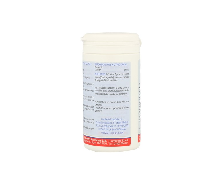 L-Tirosina 60 cápsulas de 500mg Lamberts