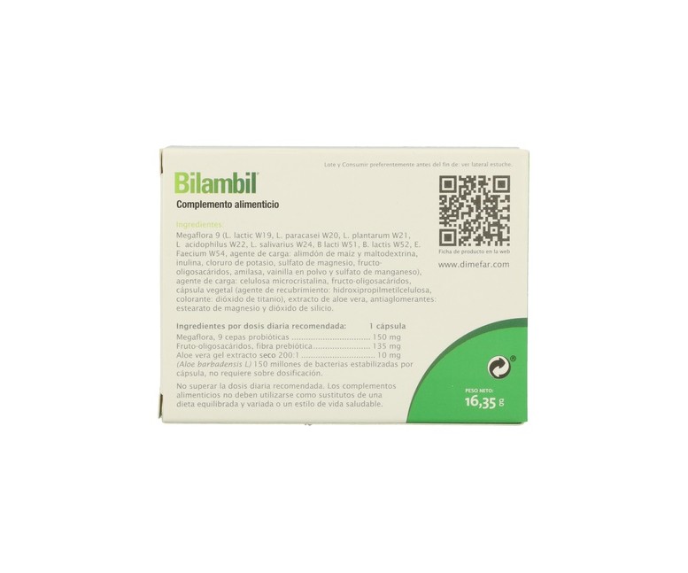 Bilambil probiótico 30 cápsulas de 545mg Dimefar