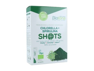 Chlorella+Espirulina Raw 20 Shots. Bio Sg Vegan