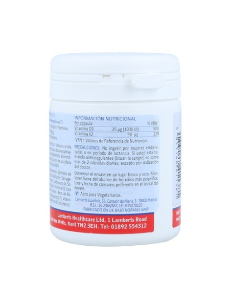 Vitamina D3 y K2 60 cápsulas Lamberts