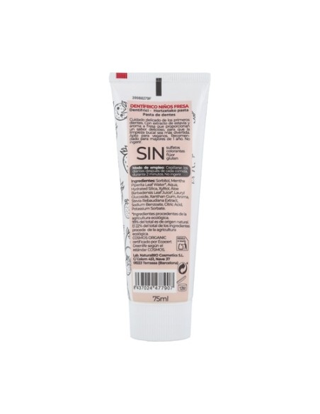 Dentífrico para niños 75 ml (Fresa) NaturaBIO Cosmetics