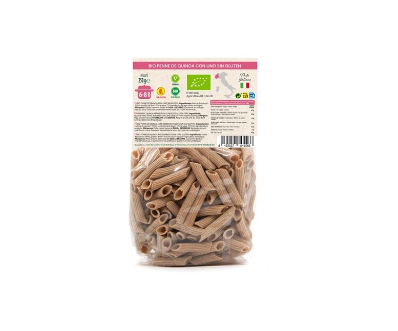 Macarrones de quinoa con lino sin gluten Bio 250 g Sol Natural