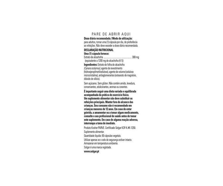 Alcachofa 60 cápsulas Solgar