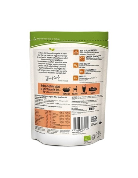 Semillas de cáñamo molidas y frutos secos 200 g Linwoods
