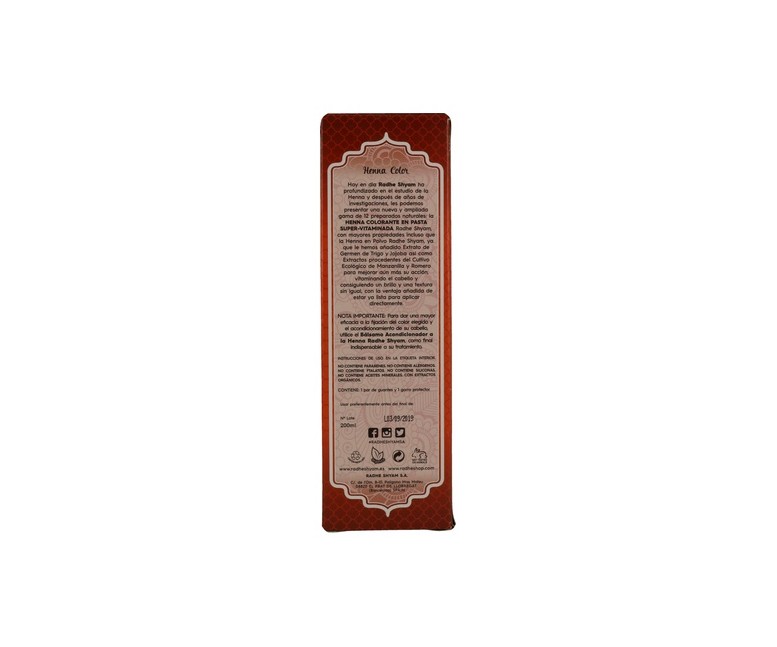 Henna Cobre Natural Pasta 200 ml Radhe Shyam