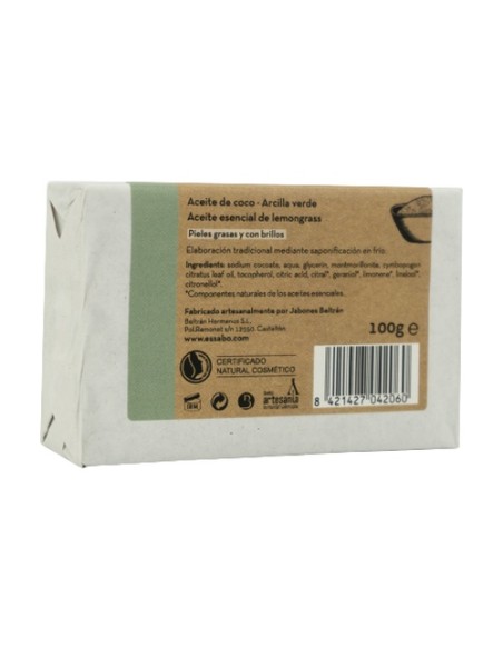 Jabón natural arcilla verde 1 unidad de 100g Essabo