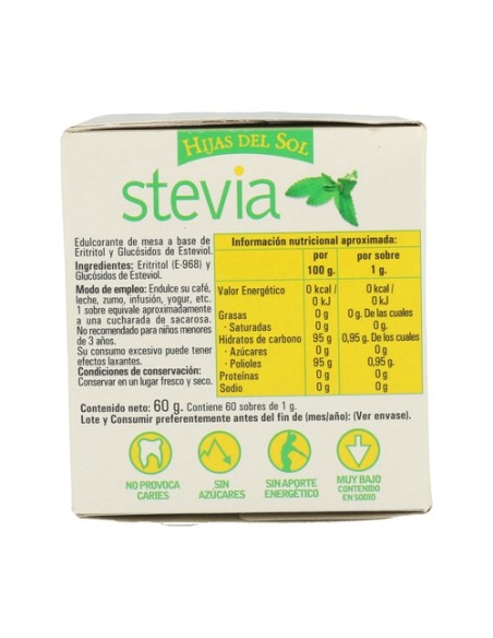 Stevia Edulcorante 60 sobres de 1g Hijas del Sol