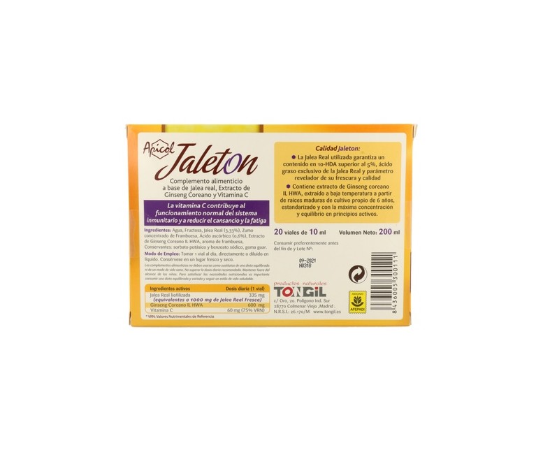 Apicol jaletón 20 viales de 10ml Tongil