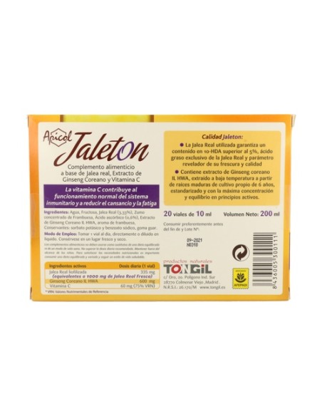 Apicol jaletón 20 viales de 10ml Tongil