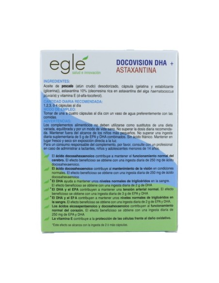 Docovision DHA Astaxantina 60 cápsulas Egle