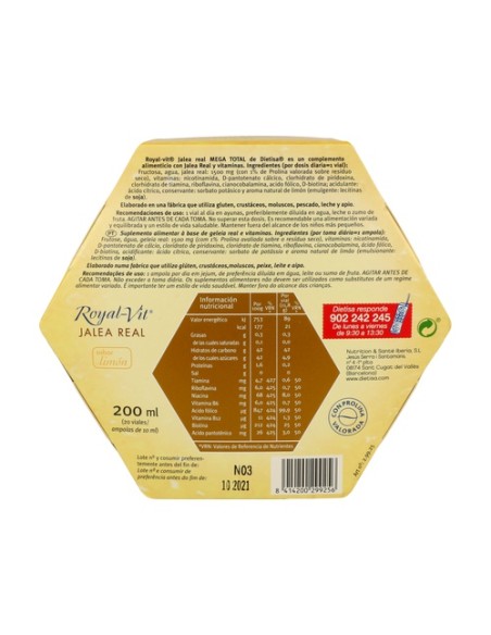 Royal Vit Mega Total Jalea Real 20 ampollas de 1500mg Dietisa
