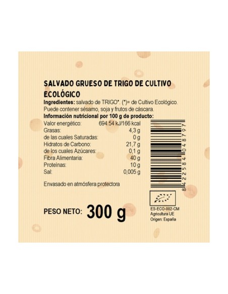 Salvado grueso de trigo Bio 300 g El Granero Integral