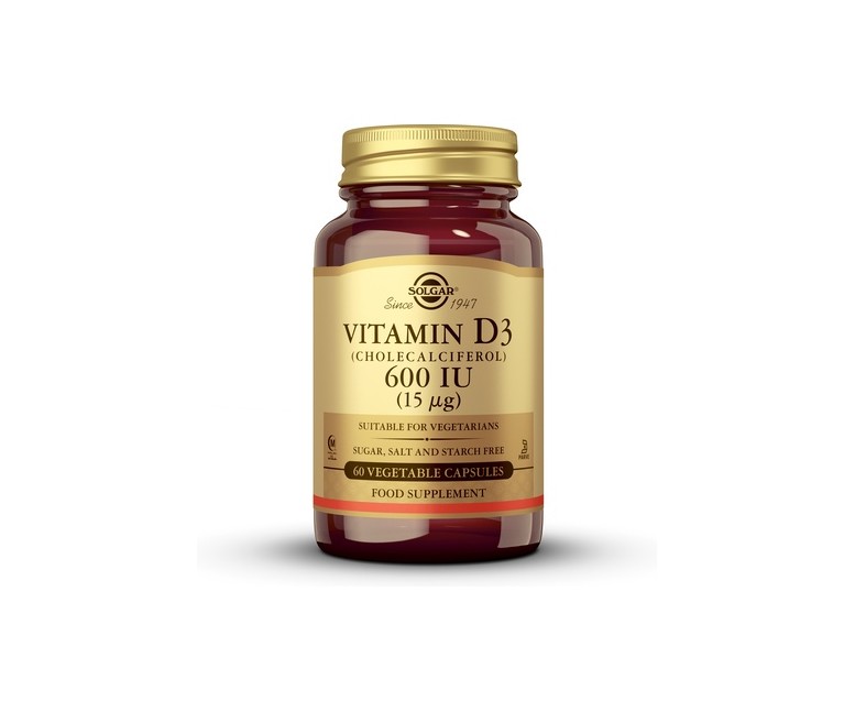 Vitamina D3 600 UI 60 cápsulas vegetales de 15mg Solgar