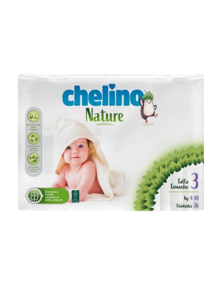 Pañales talla 3 (4- 10 kg) 36 unidades Chelino Nature