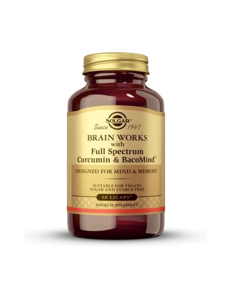 Brain Works con Full Spectrum Cúrcuma y BacoMind 60 cápsulas vegetales Solgar