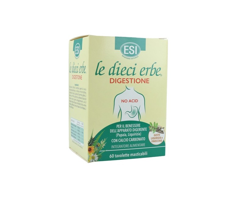 Las diez hierbas: digestión no ácida 60 comprimidos masticables ESI