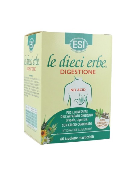 Las diez hierbas: digestión no ácida 60 comprimidos masticables ESI