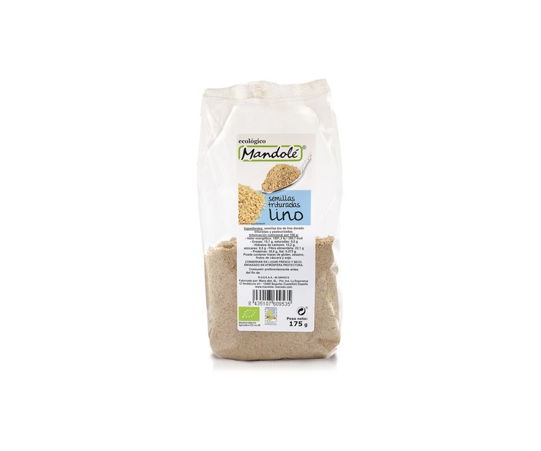 Semillas de Lino Dorado Triturado Bio 175 g de polvo Mandole