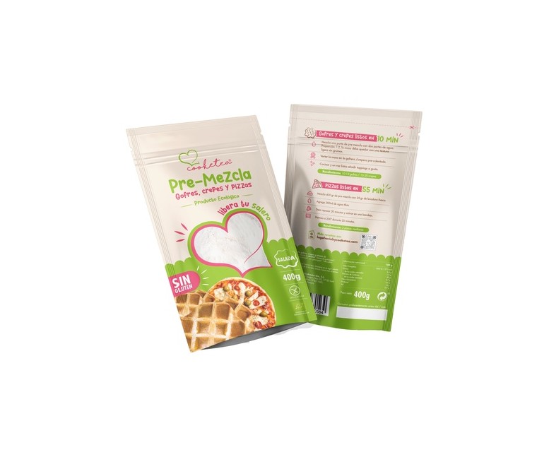 Pre-Mezcla Salada gofres, crepes y pizzas 400 g de polvo Cooketea