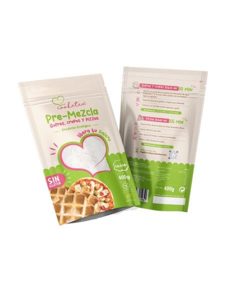 Pre-Mezcla Salada gofres, crepes y pizzas 400 g de polvo Cooketea