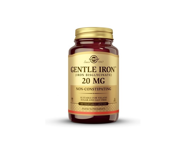 Hierro gentle (Hierro bisglicinato) 180 cápsulas vegetales de 20mg Solgar