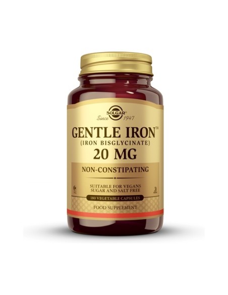 Hierro gentle (Hierro bisglicinato) 180 cápsulas vegetales de 20mg Solgar