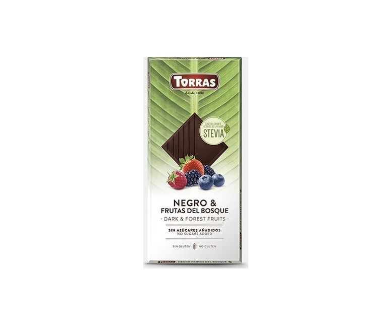 Stevia negro frutos del bosque 125 g (Chocolate) Torras