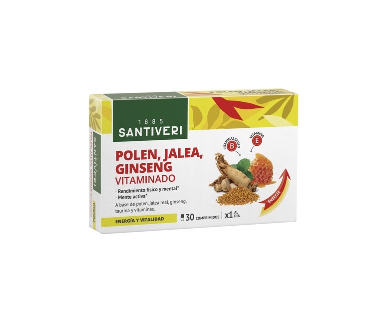 Polen, jalea y ginseng vitaminado 30 comprimidos Santiveri
