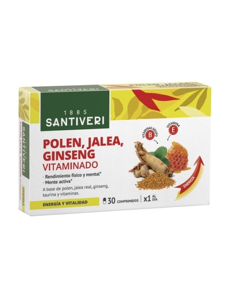 Polen, jalea y ginseng vitaminado 30 comprimidos Santiveri