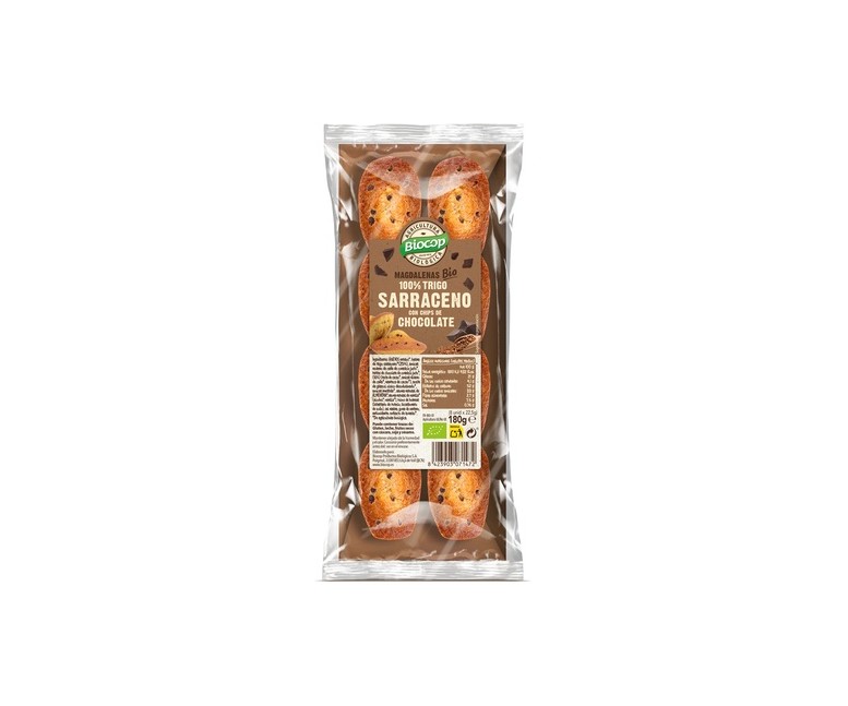 Magdalenas de trigo sarraceno chips chocolate 180 g Biocop
