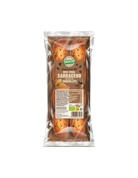 Magdalenas de trigo sarraceno chips chocolate 180 g Biocop