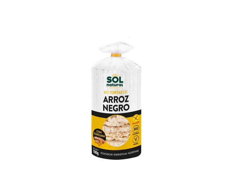 Tortas de arroz negro y cúrcuma sin gluten Bio 100 g Sol Natural