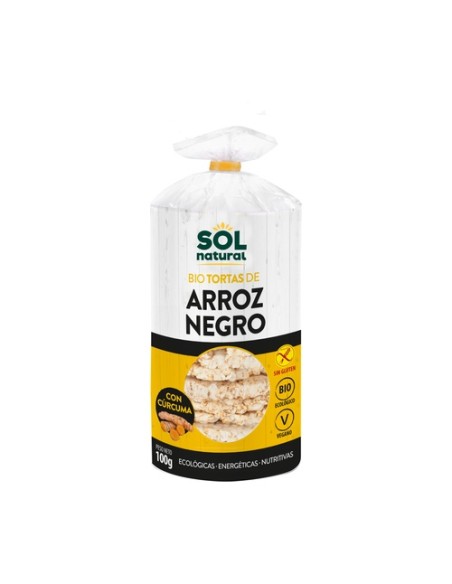 Tortas de arroz negro y cúrcuma sin gluten Bio 100 g Sol Natural