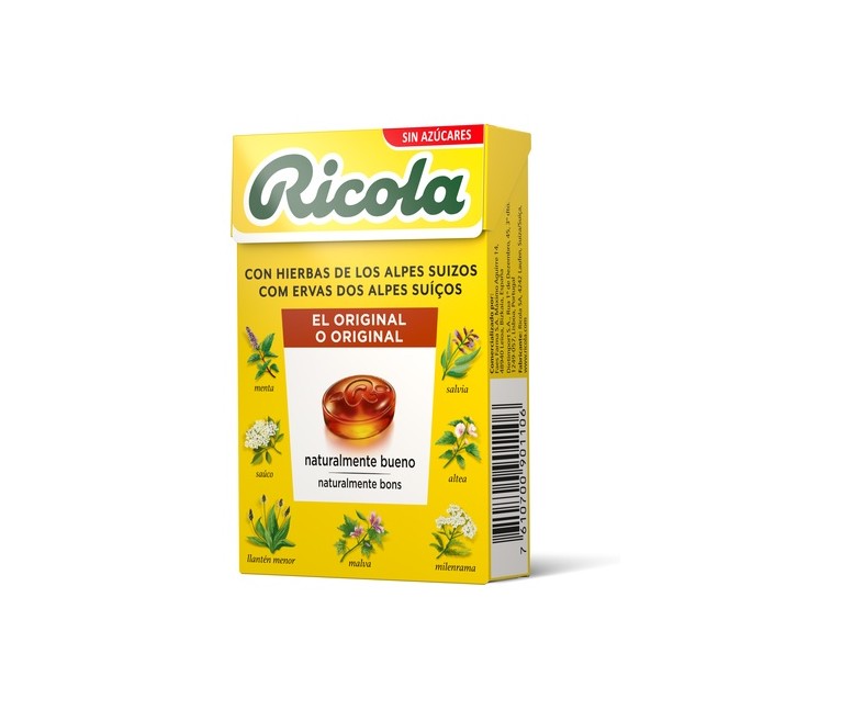 Caramelos con hierbas de los Alpes suizos sin azúcar 50 g Ricola