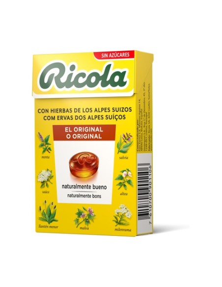 Caramelos con hierbas de los Alpes suizos sin azúcar 50 g Ricola