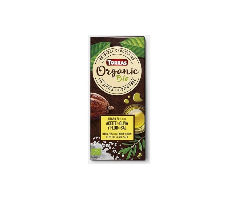 Chocolate negro 70% cacao con aceite de oliva y flor de sal 100 g (Chocolate - Cacao) Torras