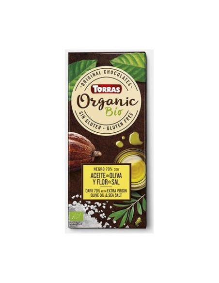 Chocolate negro 70% cacao con aceite de oliva y flor de sal 100 g (Chocolate - Cacao) Torras