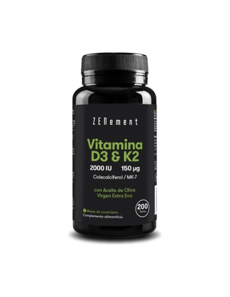 Vitamina D3 + K2 200 perlas Zenement