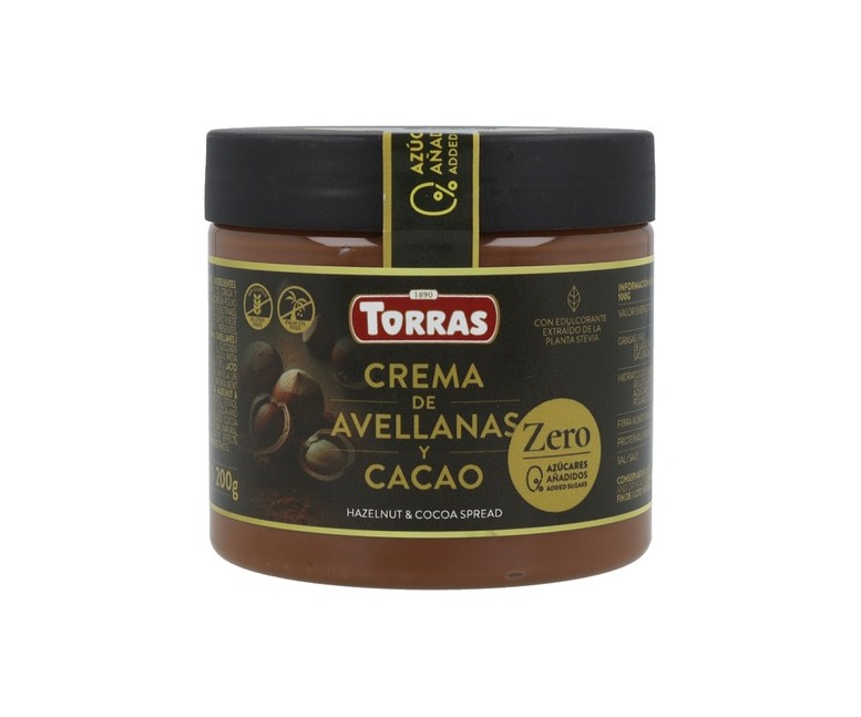 Crema cacao y avellanas Stevia 200 g Torras