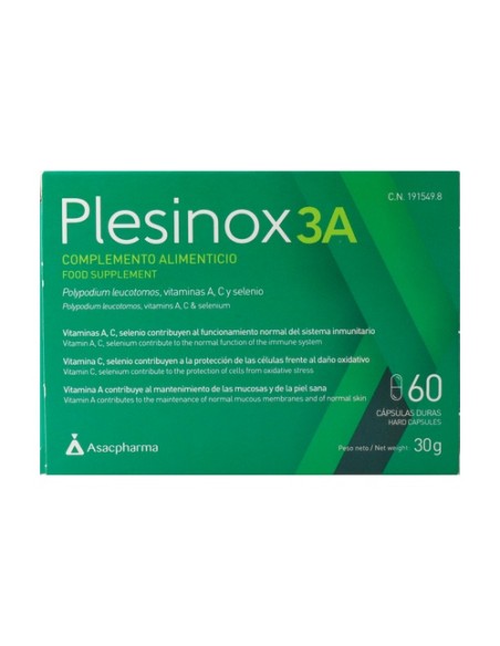 Plesinox 3a ayuda a tus defensas 60 cápsulas de 500mg Asacpharma