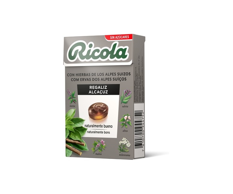 Caramelos de regaliz sin azúcar 50 g Ricola