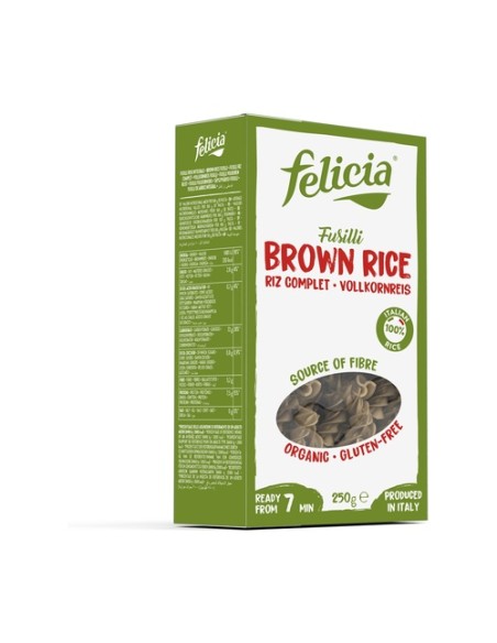 Fusilli de arroz integral sin gluten Bio 250 g Felicia Bio