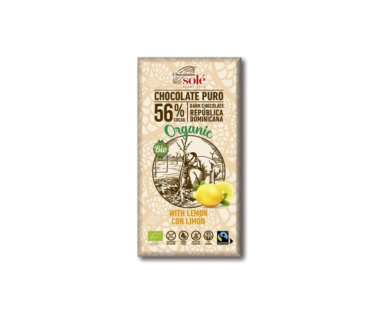 Chocolate negro 56% con limón 100 g Chocolates Sole