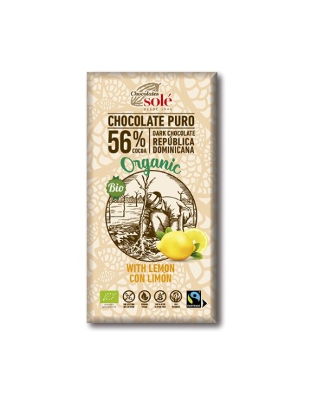 Chocolate negro 56% con limón 100 g Chocolates Sole